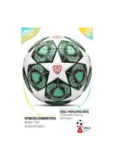 Profesyonel Futbol Topu 2025 Şampiyonlar Ligi Pompalı Sert Zemin Halı Saha Futbol Topu No5 Yeşil 555 Yeşil