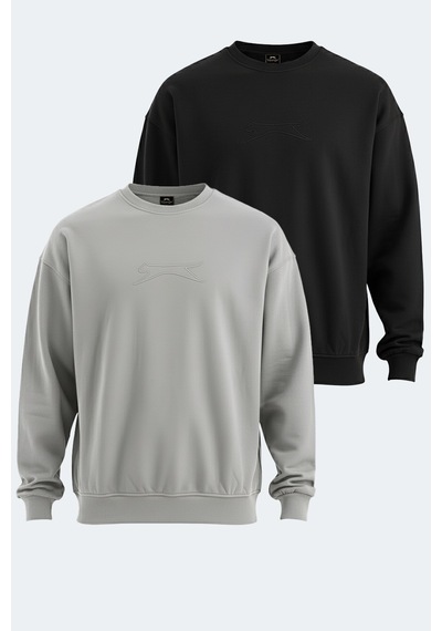 Slazenger Vadık 2li Set Erkek Siyah - Gri Sweatshirt Siyah - Gri