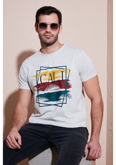 Buratti Pamuklu Slim Fit Bisiklet Yaka Erkek T Shirt 541California24 Açık Melanj