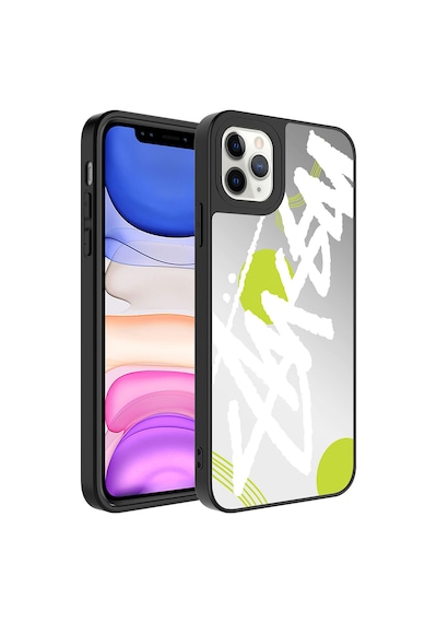 Apple Uyumlu iPhone 11 Pro Max Uyumlu Aynalı Desenli Kamera Korumalı Parlak Zore Mirror Kılıf-yazı Yazı -