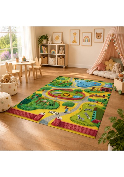 Kartela Halı Hayvanat Bahçesi Kaymaz Taban Çocuk Oyun Halısı - 120 x 180 CM