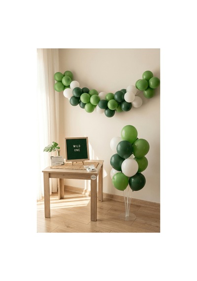 Safari Jungle Doğum Günü Süsleme Deluxe Set Keçe Yazı Panosu Standlı Pompa Balon Zincirli 7 Li Şeffaf Balon Standlı 3+ Yaş