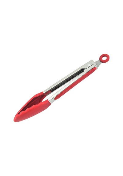 3b Trend Metal Kızartma Maşası Silikon Uçlu Maşa Kırmızı Renk