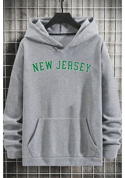 Uyguntarz Unisex New Jersey Baskılı Sweatshirt Gri