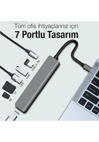 Ally 7in1 Usb 3.1 Hdmı 4k 30hz 2k 1080p Type-c Hub Adaptör Dönüştürücü- 5775