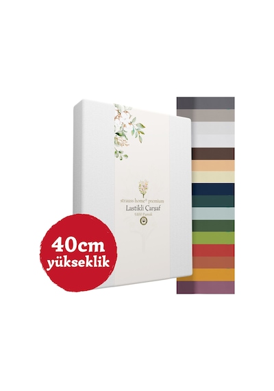 Home Premium Lastikli Çarşaf Yüksek Yataklara Özel 40cm Yükseklik Penye %100 Pamuk 150gr/m2 Oeko Tex Beyaz