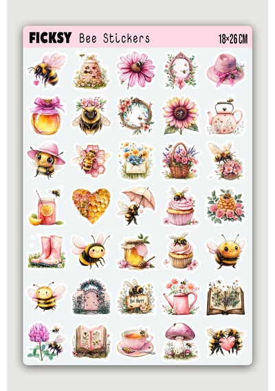 Sevimli Arı Sticker Seti - 35 Adet Etiket Çıkartma Diğer