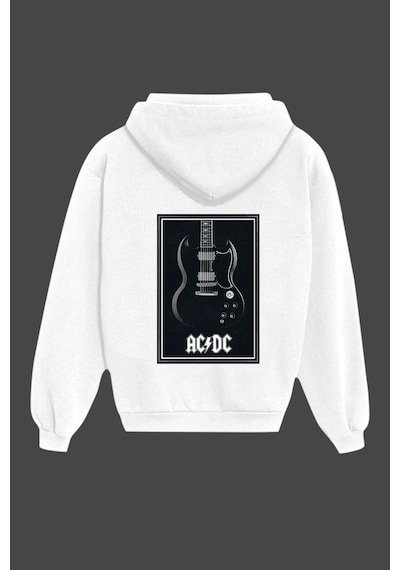 Startmore Unisex Beyaz Ac-dc Sırt Baskılı Sweatshirt Beyaz