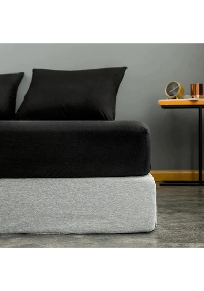 Eponj Home Lastikli Çarşaf + Yastık Kılıfı Tek Kişilik Basic Siyah