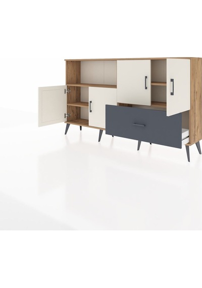 Arges Konsol 4 Raflı Tek Çekmeceli 4 Kapaklı 176x30x99 Çam-aytaşı Çam-aytaşı/antrasit Arges Konsol 4 Raflı Tek Çekmeceli 4 Kapaklı 176x30x99 Çam-aytaşı Çam-aytaşı/antrasit