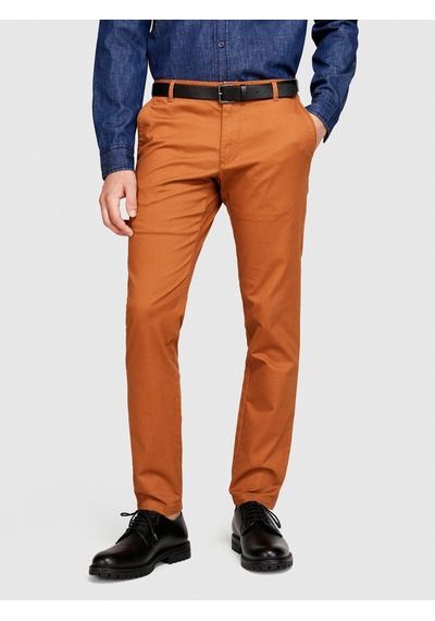 Sisley Slim Fit Vintage Efekt Chino Pantolon Erkek Kahverengi T-shirt - 323a4dm6sf02y Kahve