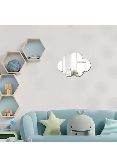 30x20 Cm Bulut Formlu Kırılmaz Pleksi Duvar Aynası - Çocuk Odası Güvenli Ayna Belirtilmemiş
