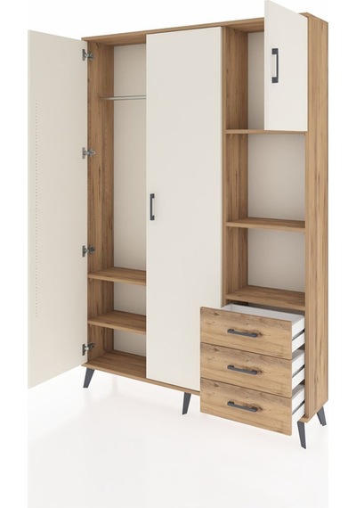 Arges Dolap 5 Raflı 3 Çekmeceli Tek Askılı 132x30x195 Çam-aytaşı/çam Aytası/atlas Çam Arges Dolap 5 Raflı 3 Çekmeceli Tek Askılı 132x30x195 Çam-aytaşı/çam Aytası/atlas Çam