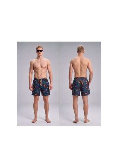 Wild Wood Garment Wild Wood Summer Surf Palmiye Desenli Hızlı Kuruyan Erkek Deniz Şortu Çok Renkli - Antrasit