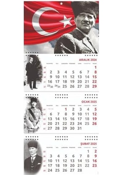 2025 Atatu Rk Gemici Duvar Takvimi - Ayyıldız