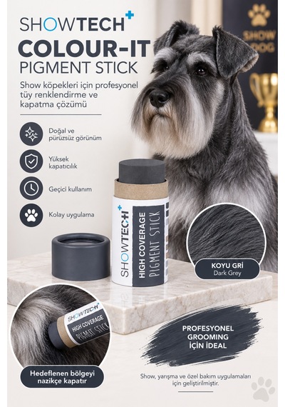 Showtech Colour-ıt El Yapımı Pigment Toz Geçici Köpek Tüy Boyası Koyu Gri