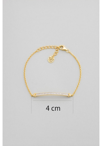 Modern Minimal 18 Ayar Sarı Altın Kaplama 19 Cm Gümüş Bileklik Sarı