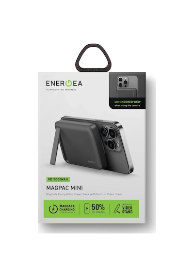 Magpac Mini 10.000 Mah 20w Type-c 15w Kablosuz Şarj - Stant Özellikli Magsafe Powerbank - Pembe Koyu Gri