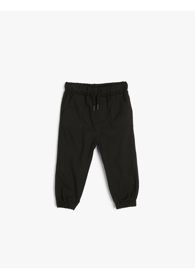 Koton Jogger Pantolon Cep Detaylı Beli Bağlamalı Siyah 4smb40114tw