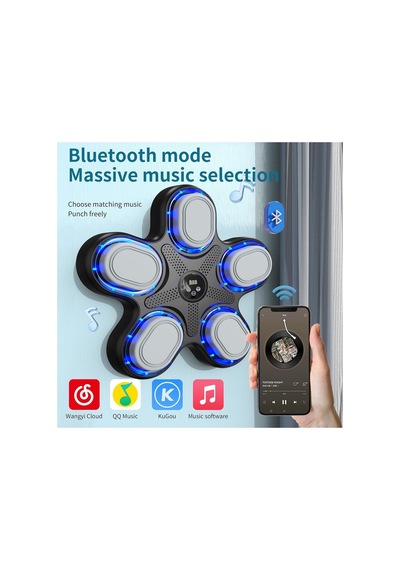 Bluetooth Hoparlör Özellikli Duvar Boks Makinesi Müzikli Box 9 Mod Seviye Ayarlı Box Standı Beyaz