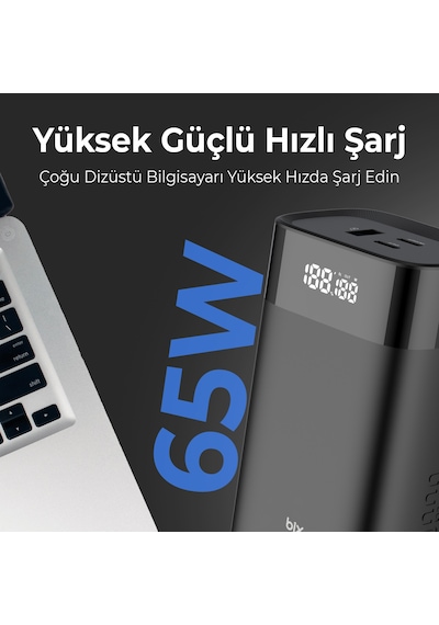 Bix Pb65w 20000mah Usb Ve 2 Type-c Pd 65w Üç Çıkışlı Powerbank