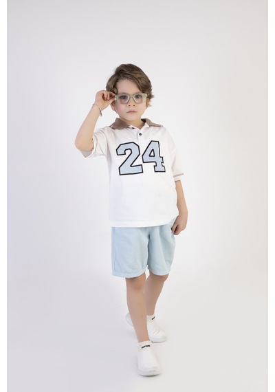 Harika Kids Erkek Çocuk Yakalı Gabardin Şortlu 2'li Takım 001