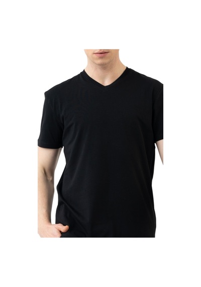 United Colors of Benetton Erkek Beyaz %100 Koton V Yaka Basic T-shirt SIYAH