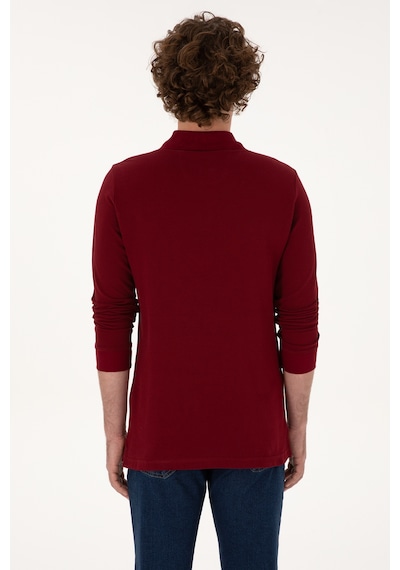 U.S. Polo Assn. Erkek Regular Fit Polo Yaka Bordo Basic Sweatshirt 50307757-VR014