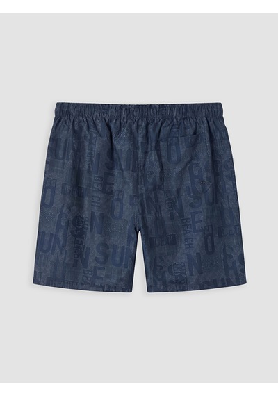 Lcw Swımwear Lacivert Kısa Boy Yazı Baskılı Erkek Deniz Şortu
