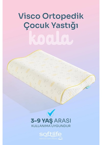 Visco Boyun Destekli Çocuk Yastığı 47x32x8/6 Cm Genel