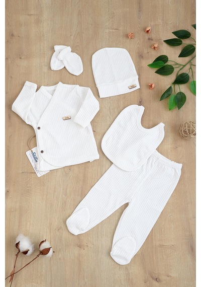 Sitilin Kız Erkek Bebek Beyaz 5 Li Hastane Çıkışı Seti Stl6820 Beyaz