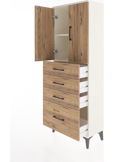 Arges Dolap 2 Raflı 4 Çekmeceli 2 Kapaklı 60x30x163 Aytaşı-çam Aytaşı