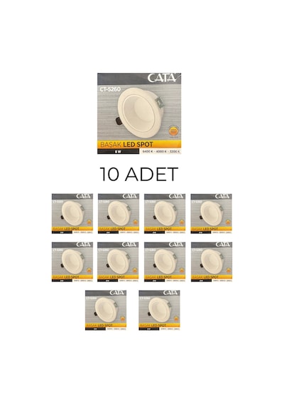 Cata Ct-5260 Başak Led Spot 8w 3 Renk- 10 Lu Paket