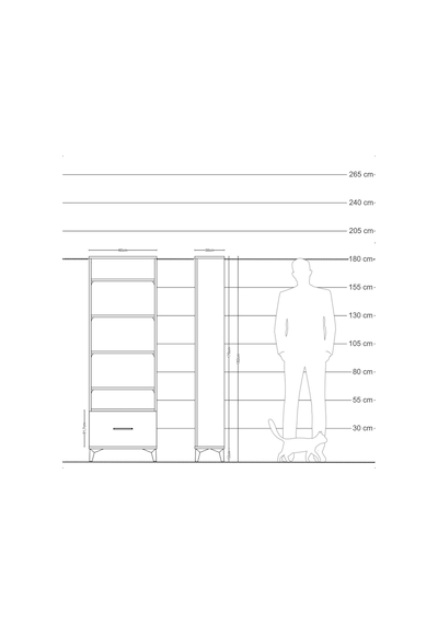Arges Dolap 5 Raflı Tek Çekmeceli 60x30x182 Çam-çam Çam