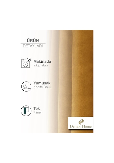 1/2 Pile Bal Peteği Sarısı Kadife Dokulu Fon Perde Ütü İstemez Binlerce Evin Tercihi Çok Renkli