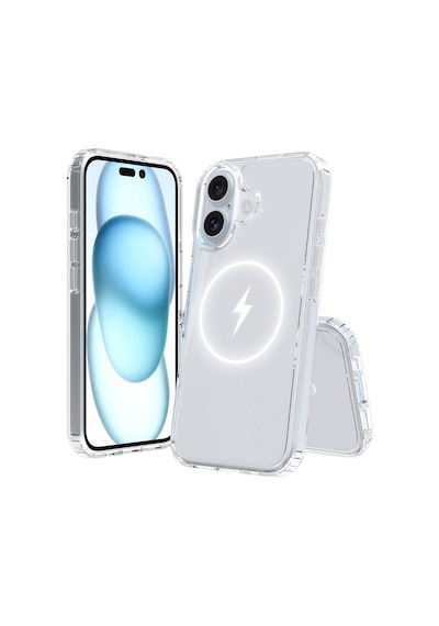 Ardemix Apple Uyumlu iPhone 16 Plus Kılıf Magsafe Şarj Özellikli Şeffaf Sert Pc Embos Kapak Şeffaf