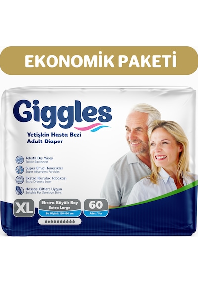 Giggles Yetişkin Bel Bağlamalı Hasta Bezi Extralarge 2 x 30'Lu