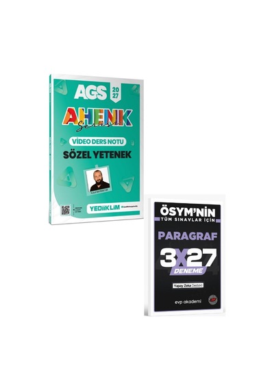 Yediiklim 2027 Meb Ags Ahenk Serisi Sözel Yetenek Video Ders Notları+ Evp Akademi Paragraf