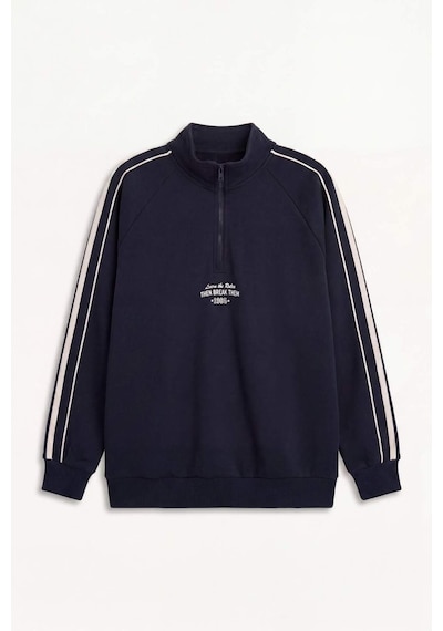 Defacto Boxy Fıt Dik Yaka Slogan Baskılı Sweatshirt F8658ax26spnv64 Lacivert-nv64