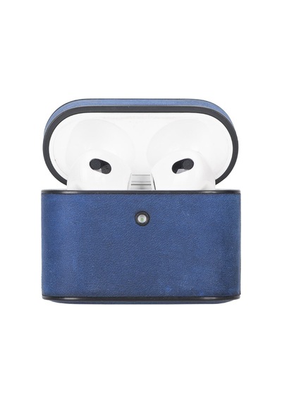 Casquet Apple Uyumlu AirPods 3.nesil Deri Kılıf G21 Mavi Mavi
