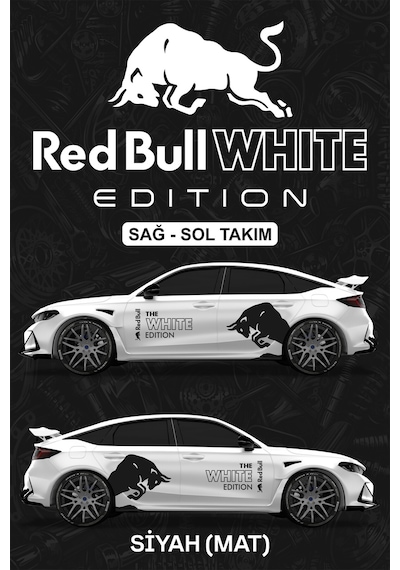 Red Bull Whıte Edıtıon Sticker - Yan Gövde Kaplama Seti Siyah Mat - 805128282