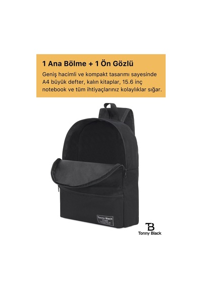 Unisex Konfor Modeli Su Geçirmez Spor Kurs Seyahat Ve Günlük Kullanım İçin Sırt Çantası Siyah
