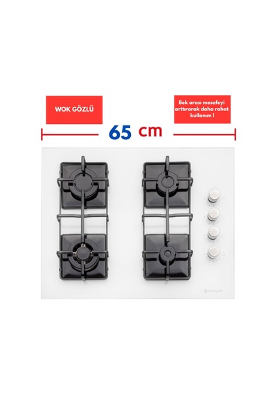 Eminçelik & AFM A43 FM7601 + 1240W Wok + Dijital FM3401W Turbo + Soğutma Beyaz Ankastre Set