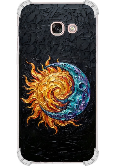 Samsung Uyumlu Galaxy A3 2017 İle Köşe Korumalı Kılıf Metamorfoz Kozmik Dans Tasarımlı Uv Baskılı Şeffaf