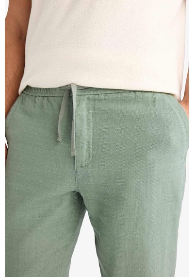 DeFacto %100 Pamuk Yazlık Jogger Pantolon Regular Fit Normal Kesim Keten Görünümlü Düz Paça Cepli B4138AX25SPGN457