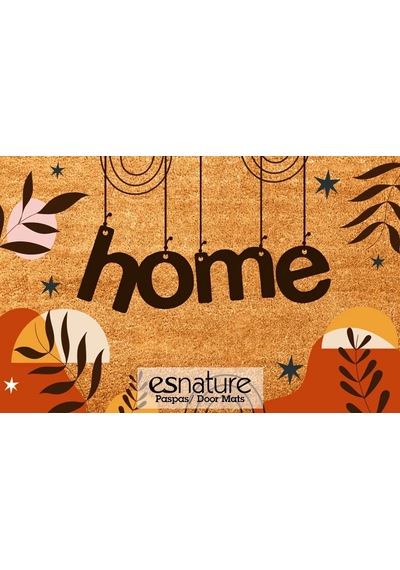 Esnature Home Bohem Temalı Dağ ve Yaprak Desenli Kapı Önü Paspas