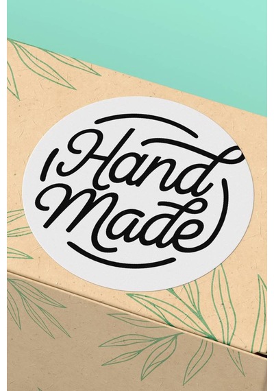 Siyah Beyaz Hand Made Ürün Paketleme Sticker Etiket 3x3cm St2117 Çok Renkli