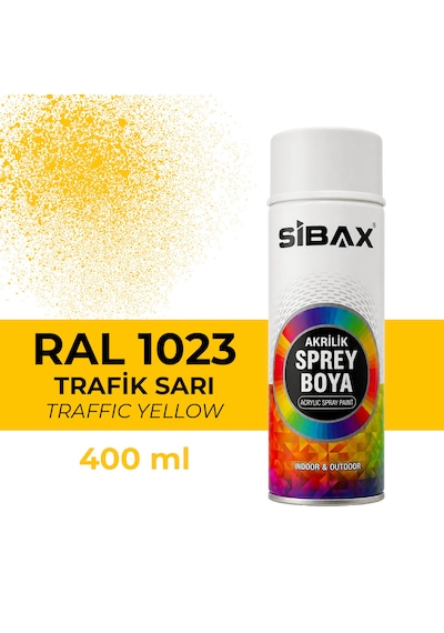 Sibax Akrilik Sprey Boya Trafik Sarı Ral 1023 400 Ml 0