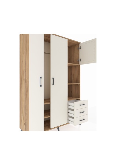 Hyperion Dolap 5 Raflı 3 Çekmeceli Tek Askılı 132x44x195 Çam-aytaşı/aytaşı Aytası/aytası Hyperion Dolap 5 Raflı 3 Çekmeceli Tek Askılı 132x44x195 Çam-aytaşı/aytaşı Aytası/aytası