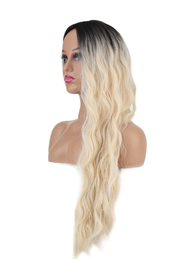 Uzun Su Dalgası Fiber Sentetik Peruk / / Platin Ombre - Rxlu-571134 Renkli